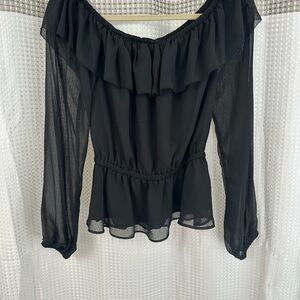 Elegant Black Ruffle Blouse